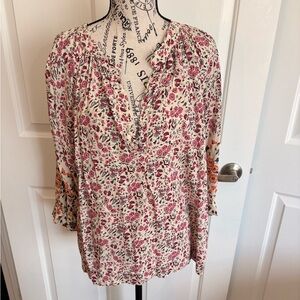 Natalie Martin  Tunic with Pink & Orange Floral Print Medium EC FINAL PRICE